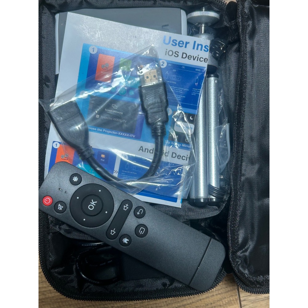 VEEMI Pocket LCD Projector Portable Mini LED Movie Projector with Case Tripod